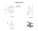 2 Inch Brass Cleat Specs | Yacht Cleats